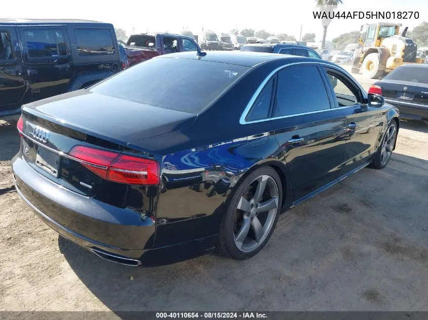 2017 Audi A8 L 3.0T VIN: WAU44AFD5HN018270 Lot: 40110654