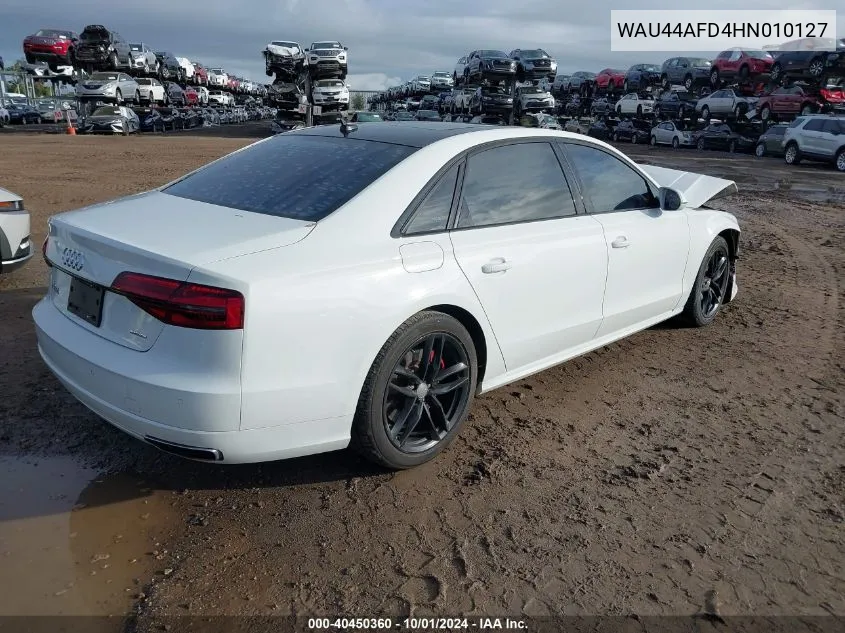 2017 Audi A8 L Quattro VIN: WAU44AFD4HN010127 Lot: 40450360