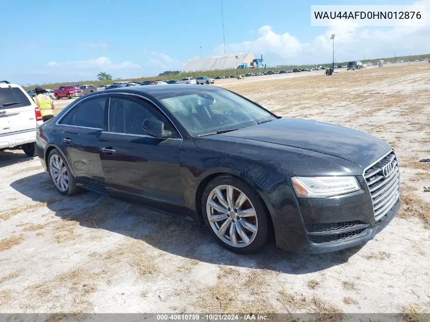 2017 Audi A8 L 3.0T VIN: WAU44AFD0HN012876 Lot: 40610759