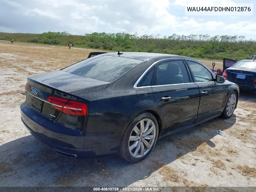 2017 Audi A8 L 3.0T VIN: WAU44AFD0HN012876 Lot: 40610759