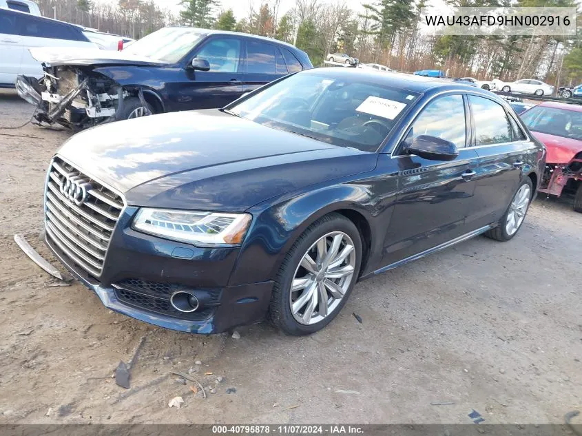 2017 Audi A8 L 4.0T Sport VIN: WAU43AFD9HN002916 Lot: 40795878