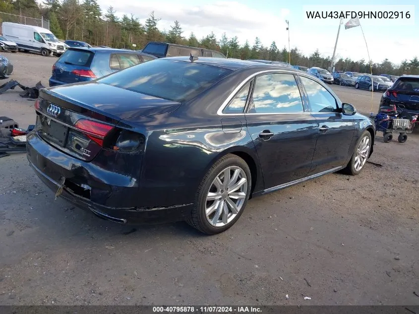 2017 Audi A8 L 4.0T Sport VIN: WAU43AFD9HN002916 Lot: 40795878