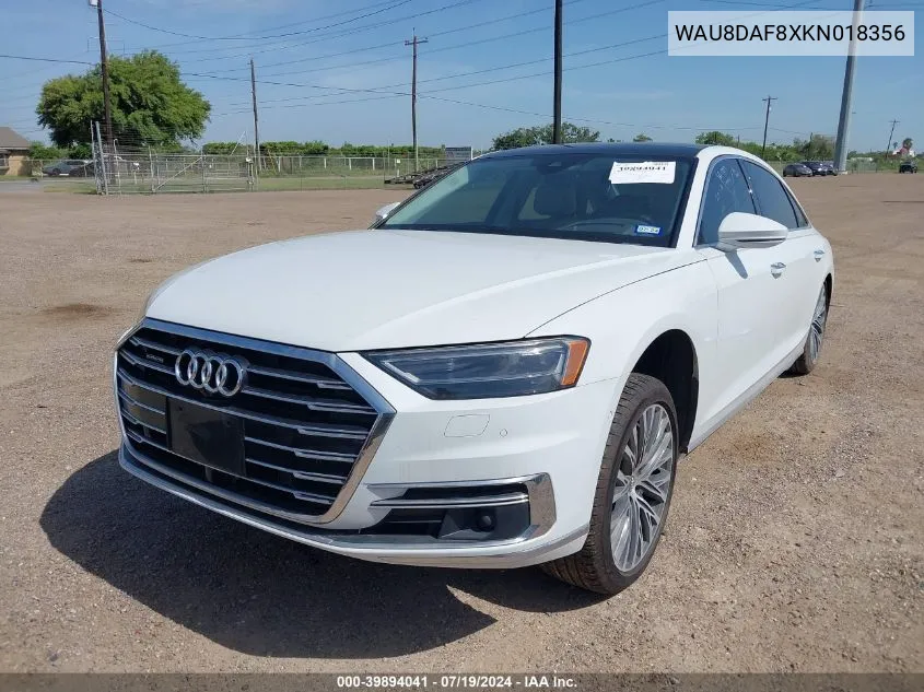 2019 Audi A8 L 55 VIN: WAU8DAF8XKN018356 Lot: 39894041