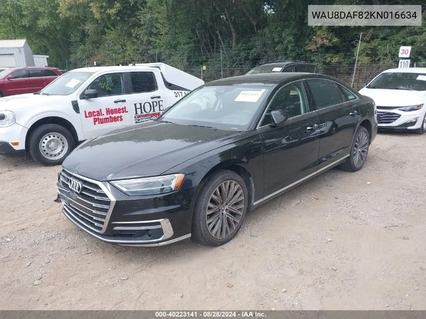 2019 Audi A8 L 55 VIN: WAU8DAF82KN016634 Lot: 40223141