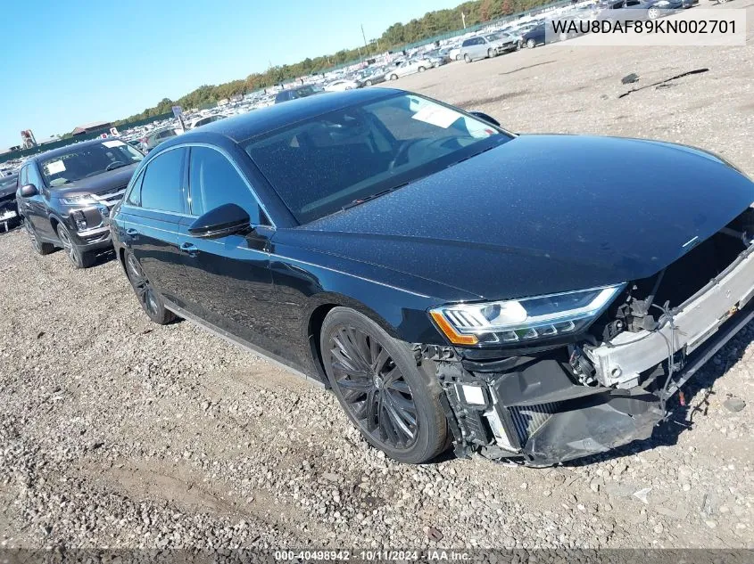 2019 Audi A8 L 55 VIN: WAU8DAF89KN002701 Lot: 40498942