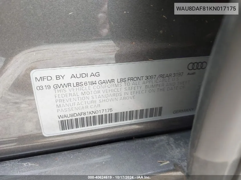 WAU8DAF81KN017175 2019 Audi A8 L 55