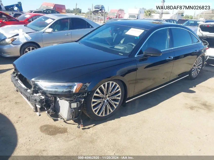 2021 Audi A8 L 55 Tfsi Quattro Tiptronic VIN: WAU8DAF87MN026823 Lot: 40902920