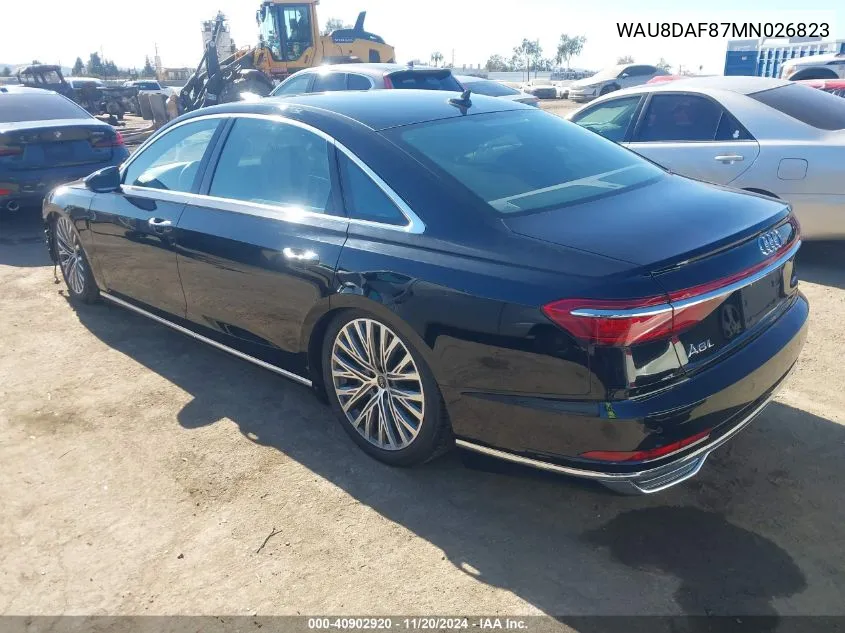 2021 Audi A8 L 55 Tfsi Quattro Tiptronic VIN: WAU8DAF87MN026823 Lot: 40902920