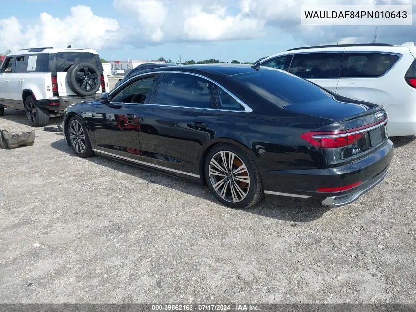 2023 Audi A8 L 55 Tfsi Quattro Tiptronic VIN: WAULDAF84PN010643 Lot: 39862163