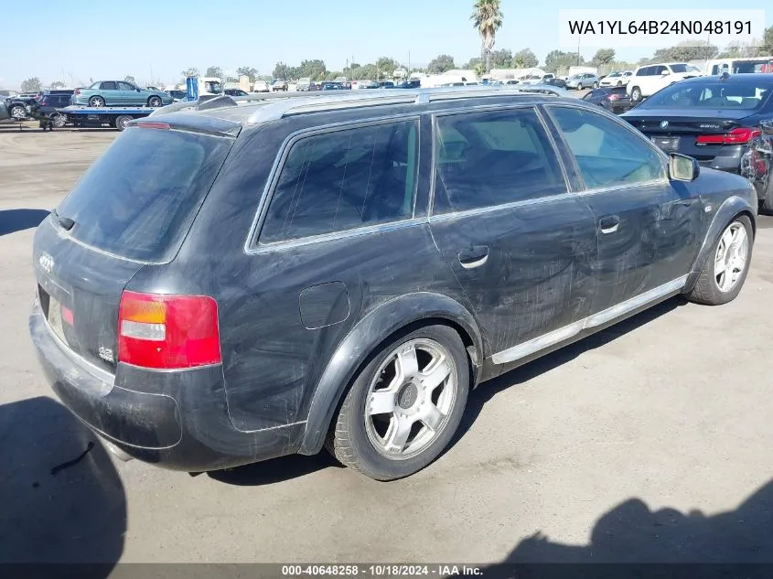 2004 Audi Allroad 4.2 VIN: WA1YL64B24N048191 Lot: 40648258