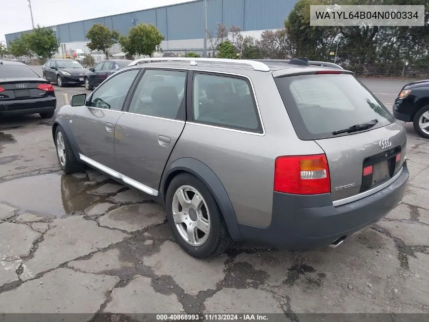 2004 Audi Allroad 4.2 VIN: WA1YL64B04N000334 Lot: 40868993