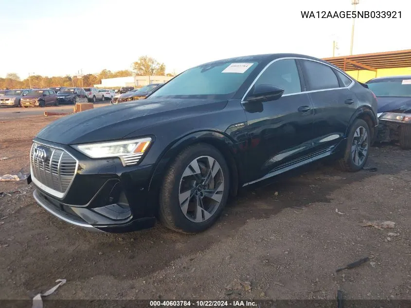 2022 Audi E-Tron Sportback Premium Plus S Line Quattro VIN: WA12AAGE5NB033921 Lot: 40603784