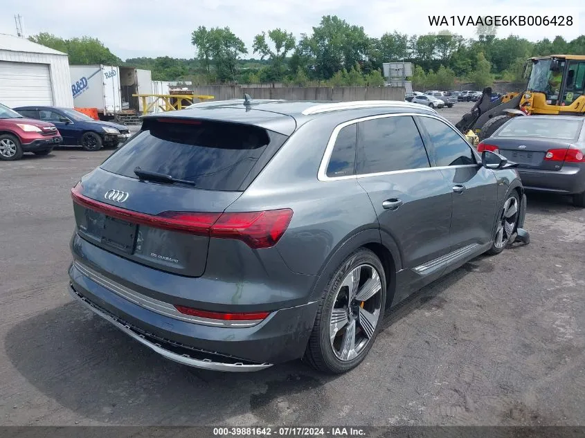 WA1VAAGE6KB006428 2019 Audi E-Tron Premium Plus