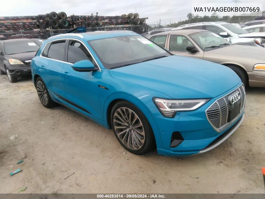 WA1VAAGE0KB007669 2019 Audi E-Tron Prestige