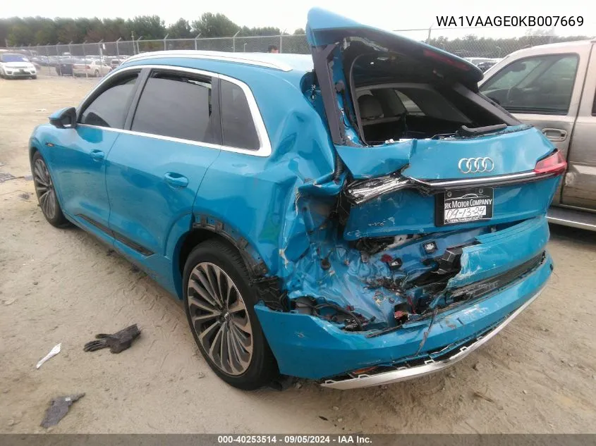 WA1VAAGE0KB007669 2019 Audi E-Tron Prestige