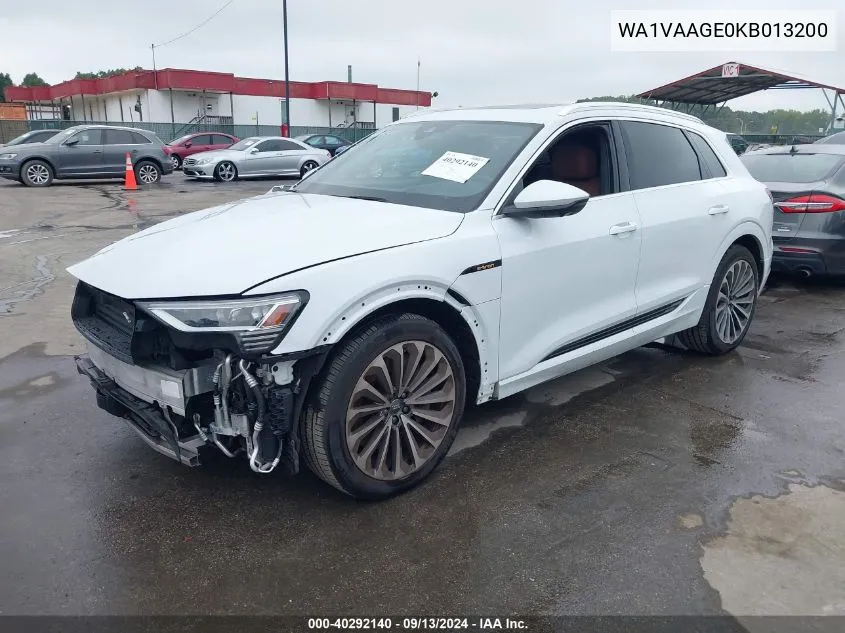 WA1VAAGE0KB013200 2019 Audi E-Tron Premium Plus