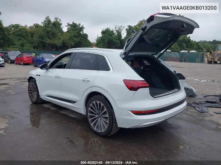 WA1VAAGE0KB013200 2019 Audi E-Tron Premium Plus