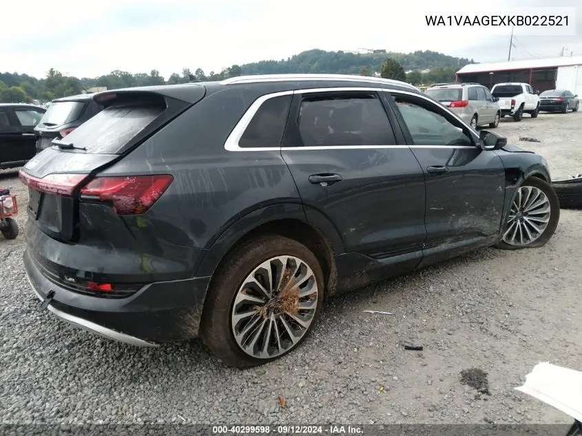 2019 Audi E-Tron Premium Plus VIN: WA1VAAGEXKB022521 Lot: 40299598