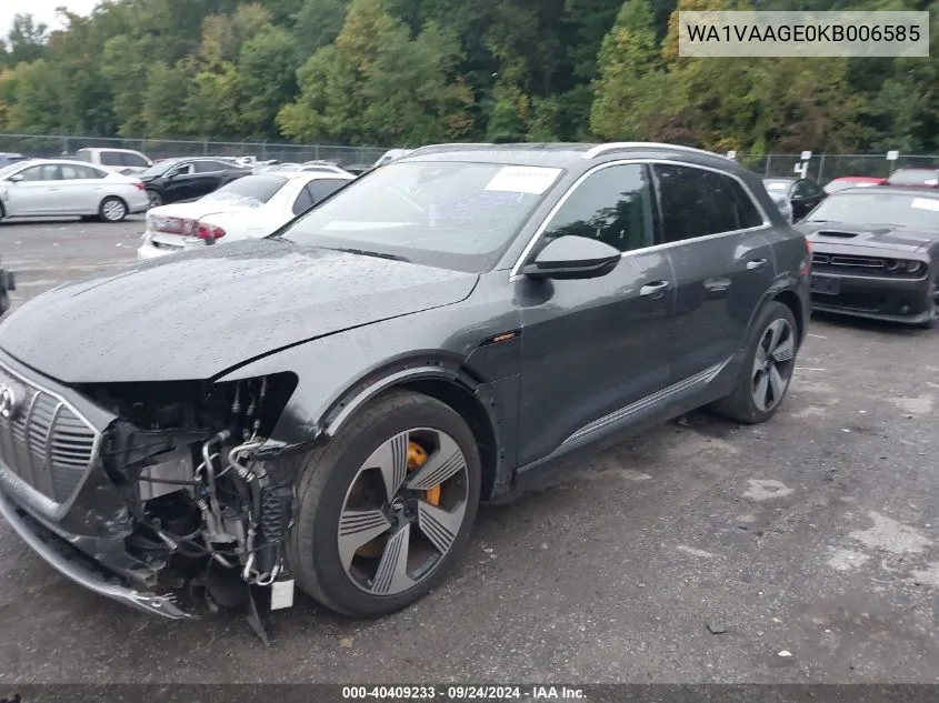 WA1VAAGE0KB006585 2019 Audi E-Tron Prestige