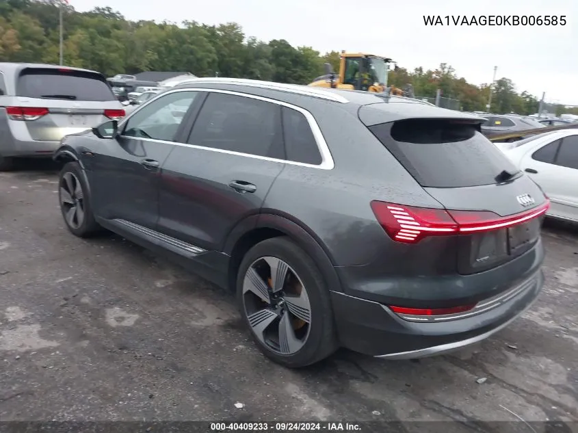 WA1VAAGE0KB006585 2019 Audi E-Tron Prestige