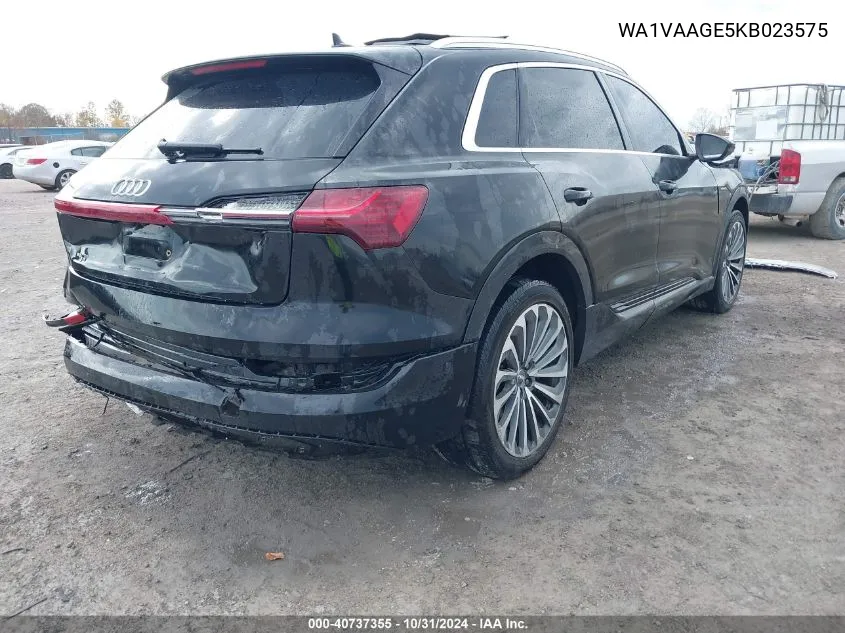 2019 Audi E-Tron Premium Plus VIN: WA1VAAGE5KB023575 Lot: 40737355