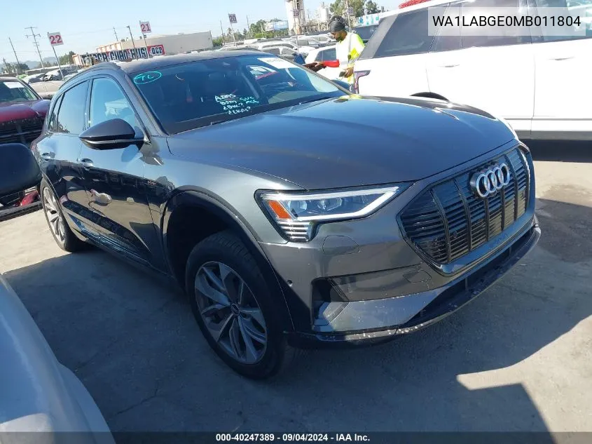 2021 Audi E-Tron Premium Plus Quattro VIN: WA1LABGE0MB011804 Lot: 40247389