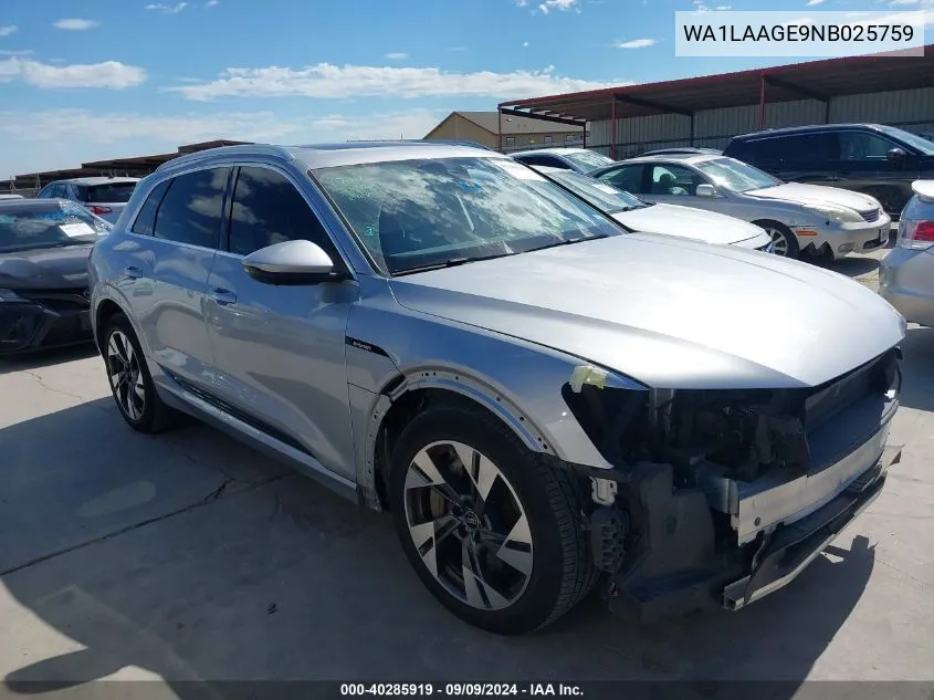 2022 Audi E-Tron Premium Plus Quattro VIN: WA1LAAGE9NB025759 Lot: 40285919