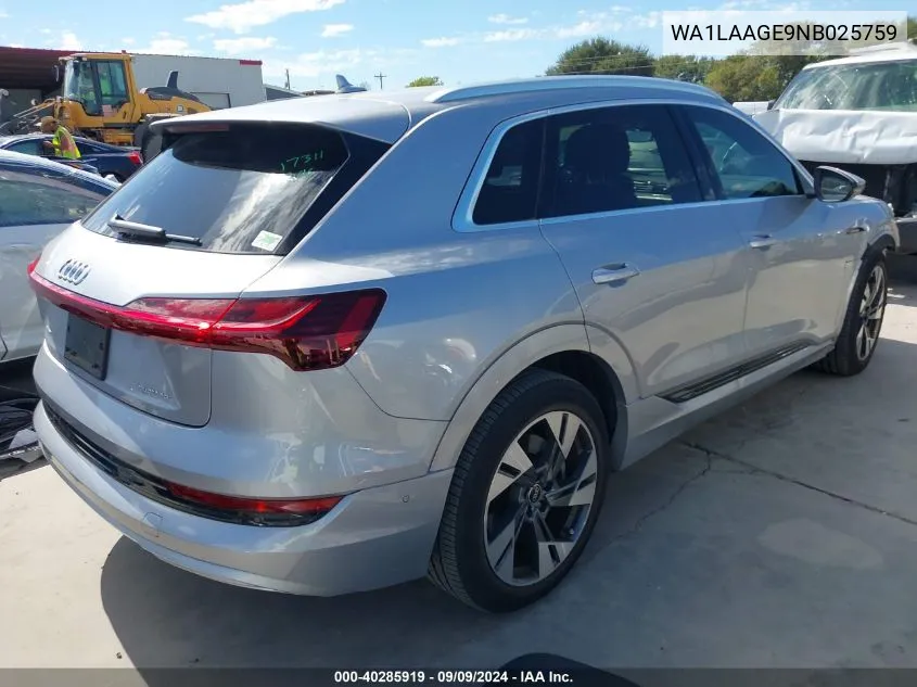 2022 Audi E-Tron Premium Plus Quattro VIN: WA1LAAGE9NB025759 Lot: 40285919