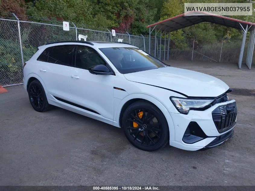 2022 Audi E-Tron Chronos Quattro VIN: WA1VABGE5NB037955 Lot: 40585395