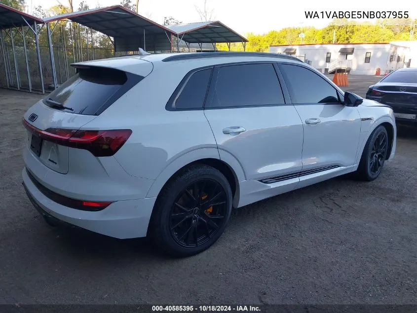 2022 Audi E-Tron Chronos Quattro VIN: WA1VABGE5NB037955 Lot: 40585395