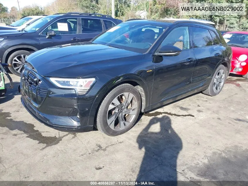 2022 Audi E-Tron Premium Quattro VIN: WA1AAAGE6NB029002 Lot: 40856287