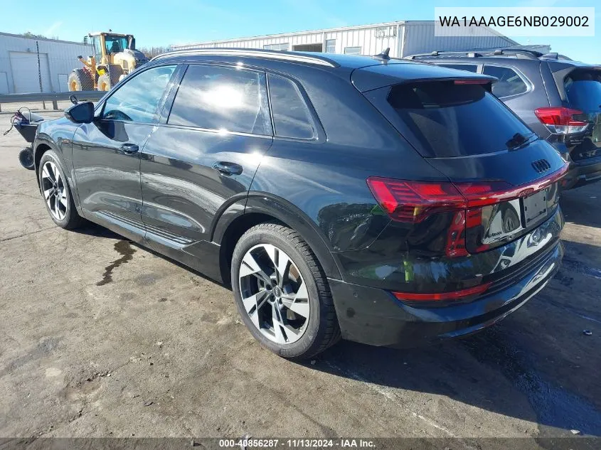 2022 Audi E-Tron Premium Quattro VIN: WA1AAAGE6NB029002 Lot: 40856287