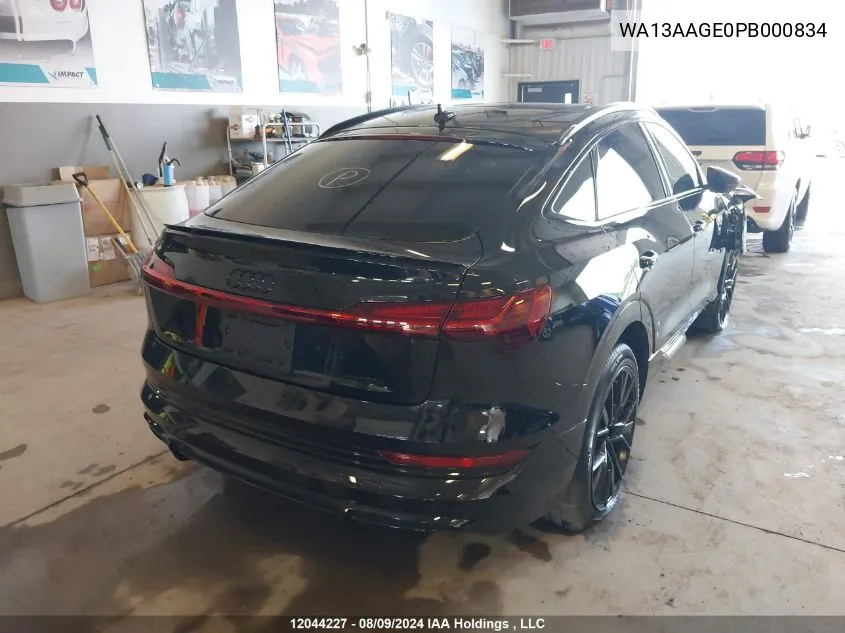 2023 Audi E-Tron Sportback Prestige VIN: WA13AAGE0PB000834 Lot: 12044227