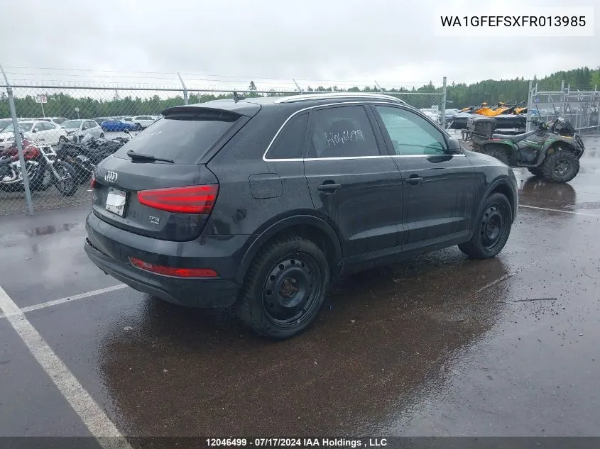 2015 Audi Q3 VIN: WA1GFEFSXFR013985 Lot: 12046499