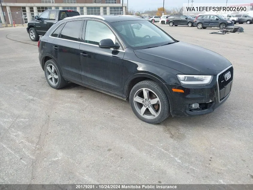 2015 Audi Q3 VIN: WA1EFEFS3FR002690 Lot: 20179281