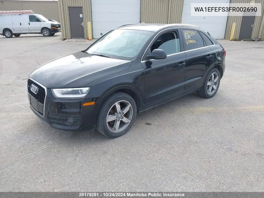 2015 Audi Q3 VIN: WA1EFEFS3FR002690 Lot: 20179281