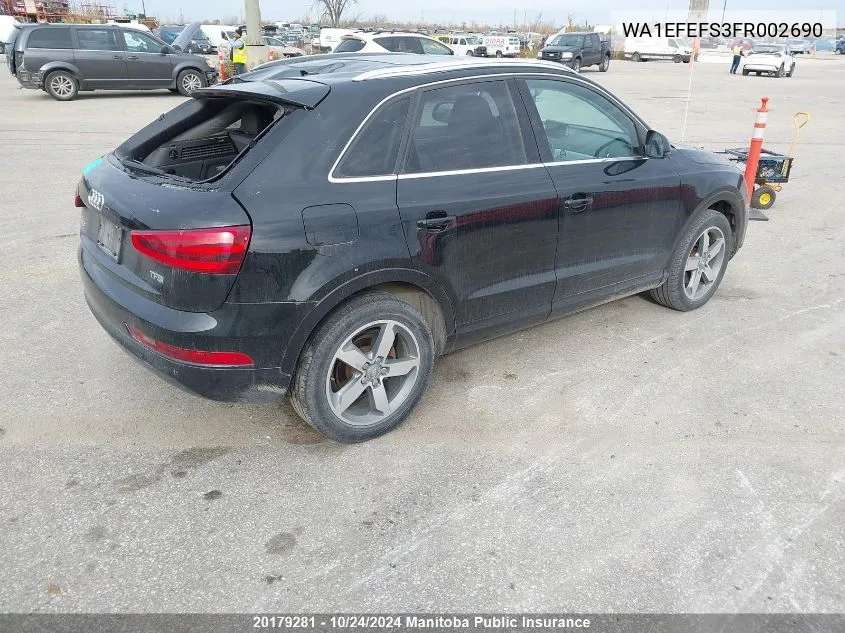 2015 Audi Q3 VIN: WA1EFEFS3FR002690 Lot: 20179281