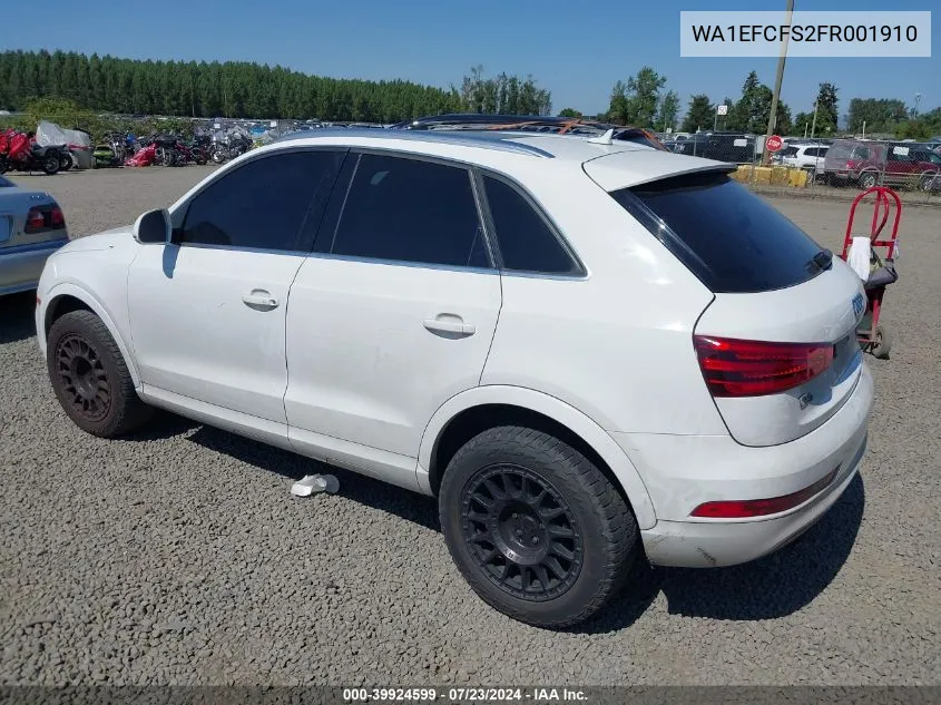 2015 Audi Q3 2.0T Premium Plus VIN: WA1EFCFS2FR001910 Lot: 39924599