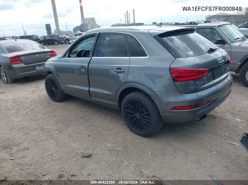 2015 Audi Q3 Premium Plus VIN: WA1EFCFS7FR000848 Lot: 40422355