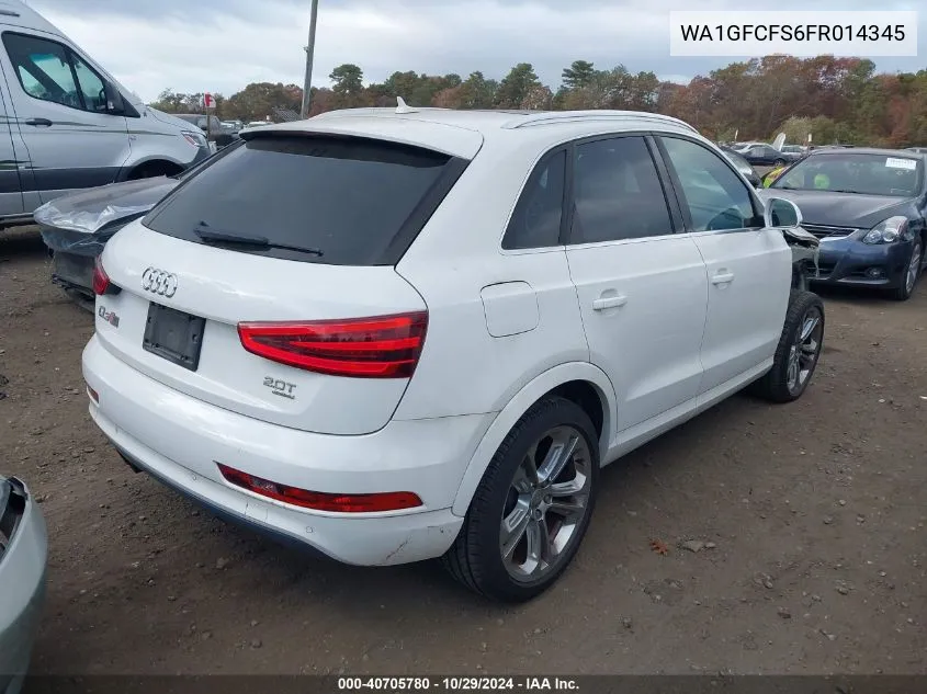 2015 Audi Q3 2.0T Premium Plus VIN: WA1GFCFS6FR014345 Lot: 40705780