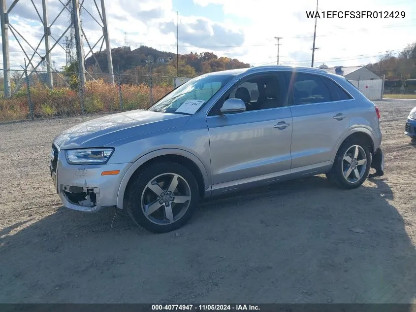 2015 Audi Q3 2.0T Premium Plus VIN: WA1EFCFS3FR012429 Lot: 40774947