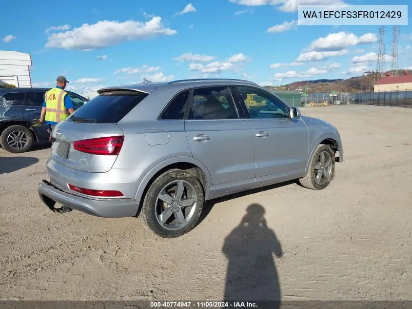 2015 Audi Q3 2.0T Premium Plus VIN: WA1EFCFS3FR012429 Lot: 40774947