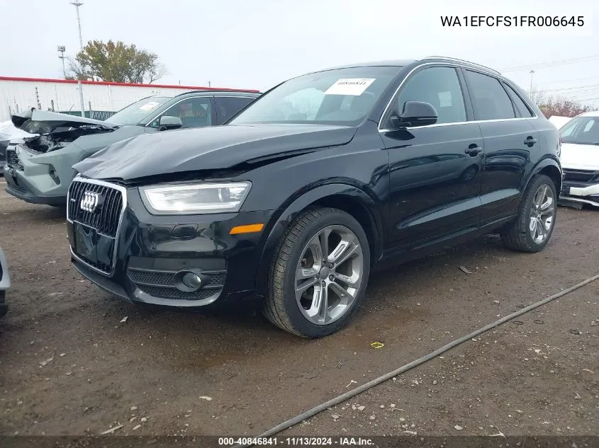 2015 Audi Q3 2.0T Premium Plus VIN: WA1EFCFS1FR006645 Lot: 40846841