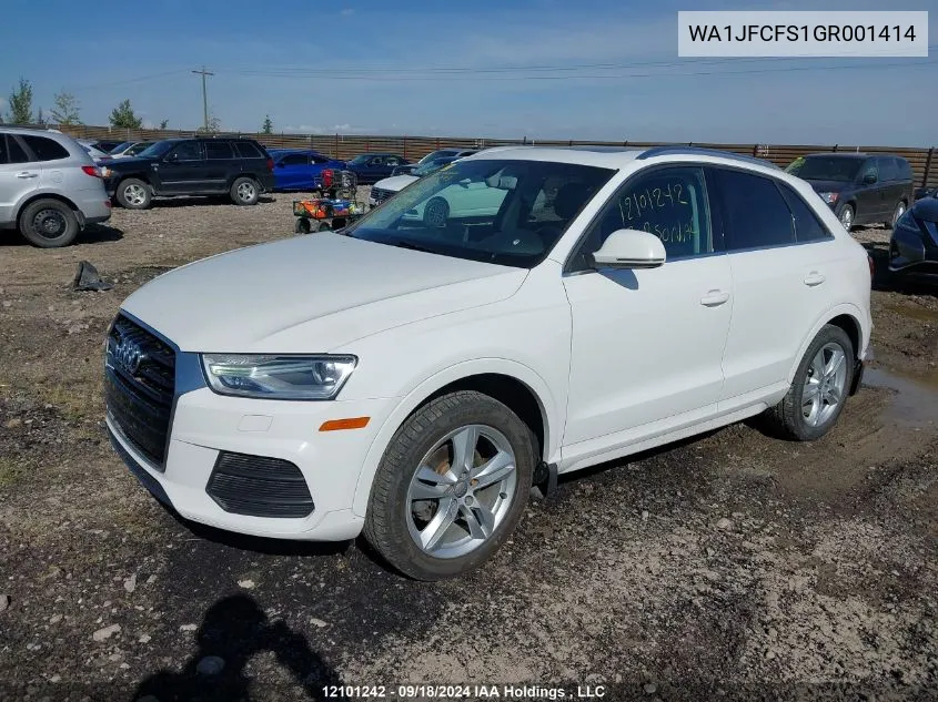 2016 Audi Q3 VIN: WA1JFCFS1GR001414 Lot: 12101242