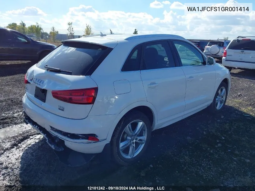 2016 Audi Q3 VIN: WA1JFCFS1GR001414 Lot: 12101242