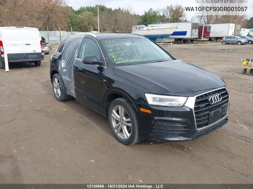 2016 Audi Q3 VIN: WA1GFCFS0GR001057 Lot: 12130656