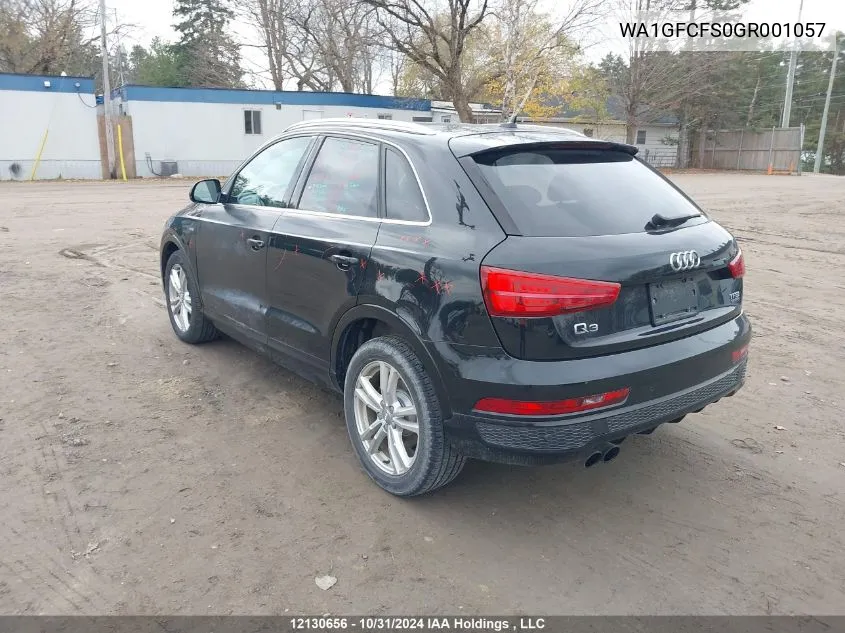 2016 Audi Q3 VIN: WA1GFCFS0GR001057 Lot: 12130656