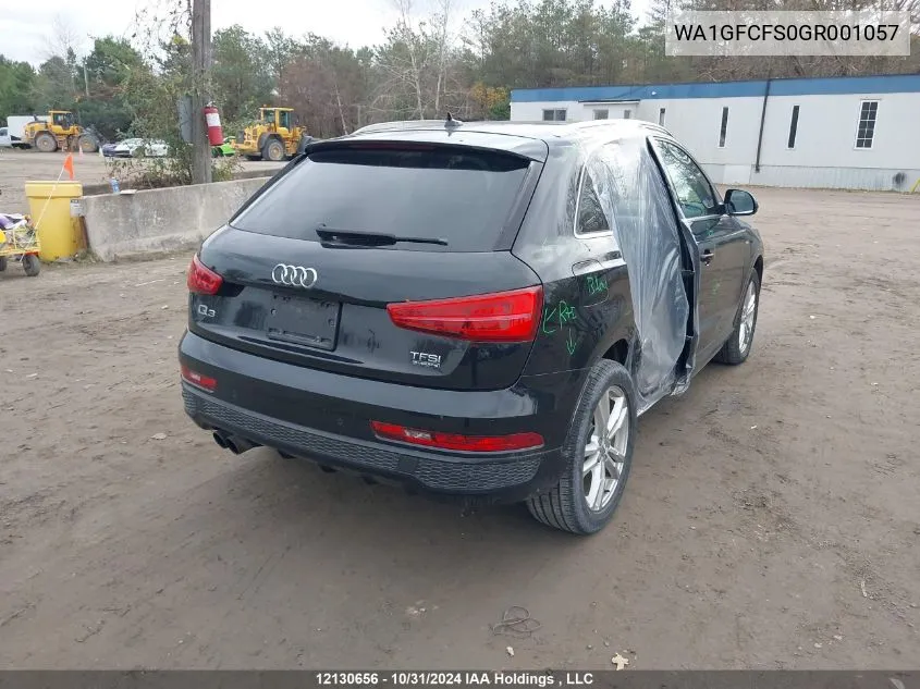 2016 Audi Q3 VIN: WA1GFCFS0GR001057 Lot: 12130656