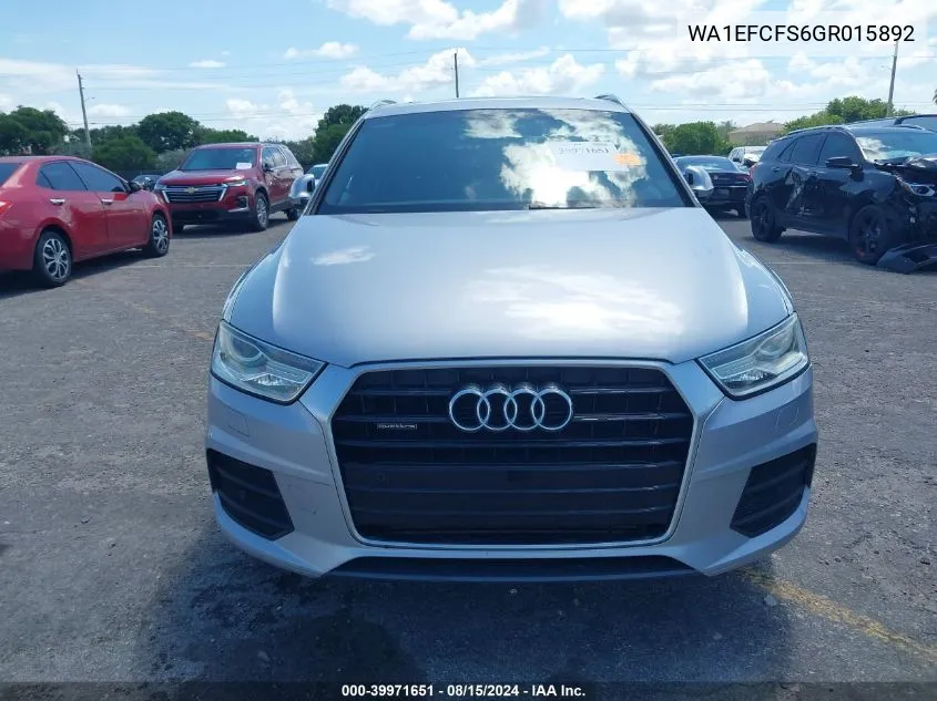 2016 Audi Q3 2.0T Premium Plus VIN: WA1EFCFS6GR015892 Lot: 39971651