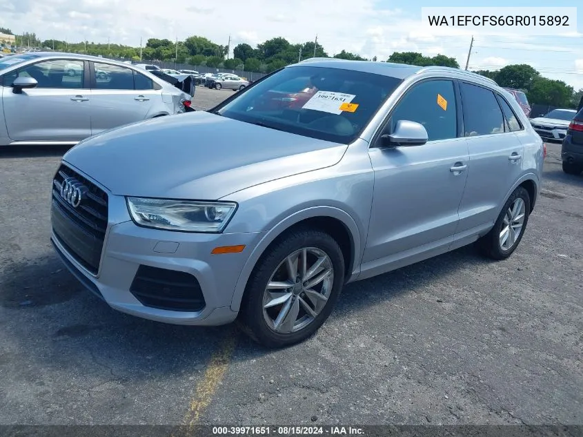 2016 Audi Q3 2.0T Premium Plus VIN: WA1EFCFS6GR015892 Lot: 39971651